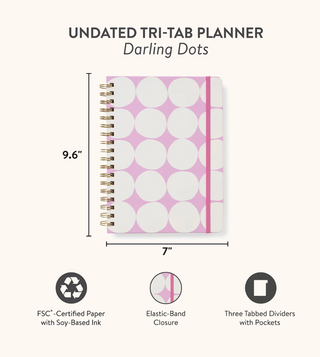Darling Dots Undated Tri-Tab Planner