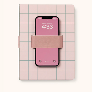 Peach & Green Grid Notebook with Phone Loop