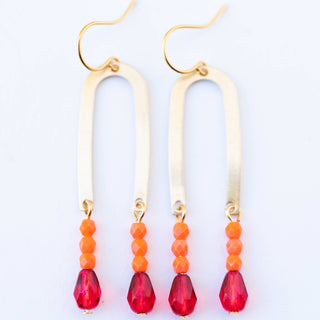 Long Arch Beaded Earrings: Red