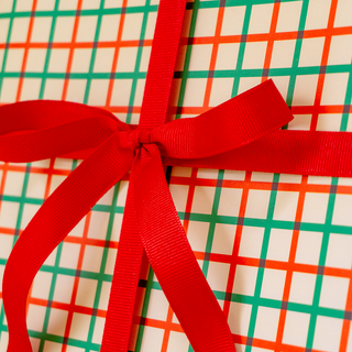 Red/Green Grid Wrapping Paper Sheet
