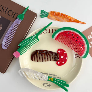 Whimsical Animal Acetate Combs，Vegetable Portable Hair Tools