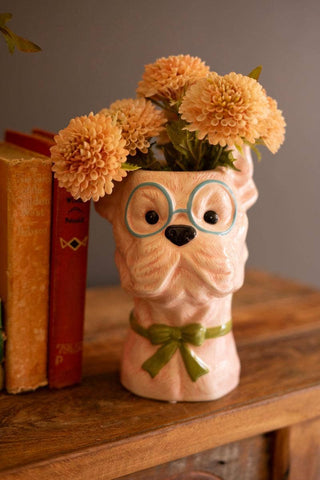 CERAMIC DOG VASES WITH BOWS