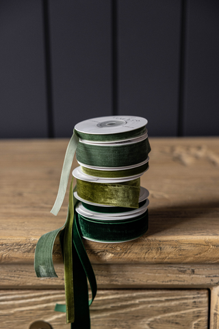 Forest Green Velvet Ribbon Holiday Decor
