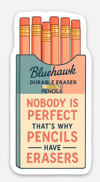 Pencils Sticker – “Nobody’s Perfect” Retro Stationery Design
