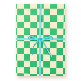 Green Checkered Wrapping Paper Sheet