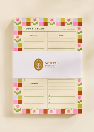 Checkered Flower Daily Planner Notepad