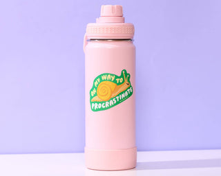 And Here We Are - Vinyl Sticker—On My Way to Procrastinate (Snail, Relatable)