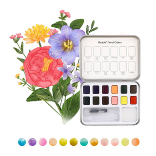 Watercolor Set with Brush - Floral Colors