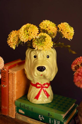 CERAMIC DOG VASES WITH BOWS
