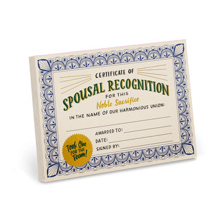 Spousal Recognition Certificate Pad