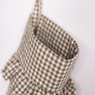 Olive Gingham Holiday Stocking