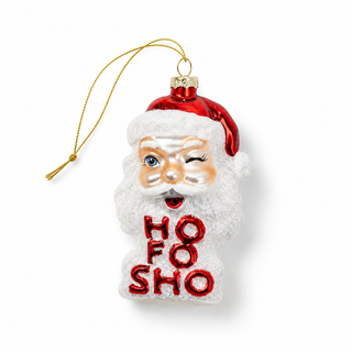 Ho Fo Sho - Winking Santa Glass Ornament