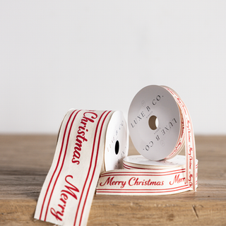 Red Cursive Writing Merry Christmas Ribbon