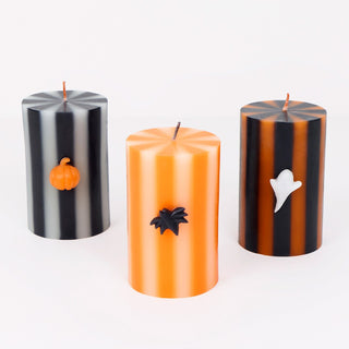 Halloween Striped Pillar Candles