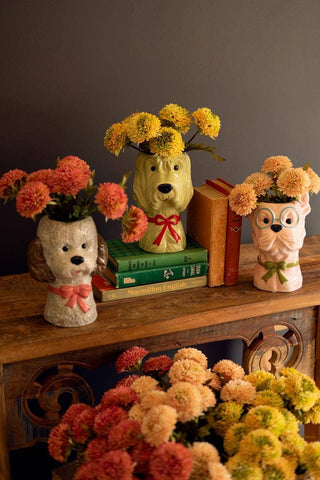 CERAMIC DOG VASES WITH BOWS