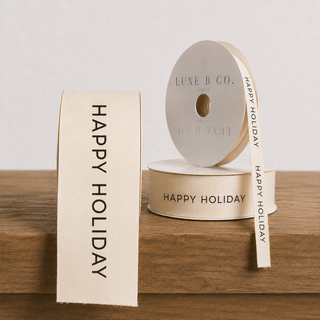 Happy Holiday Woven Ribbon