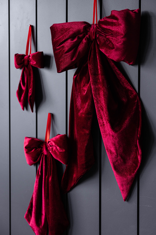 Bows Red Velvet Fabric