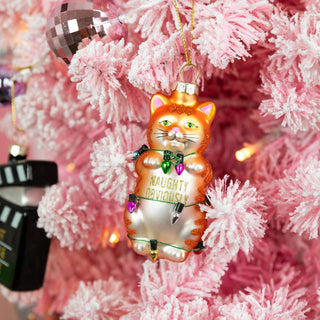 Naughty Obviously - Funny Cat Glass Ornament