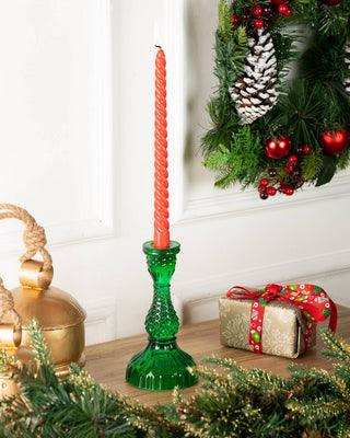 Tinsel Candleholder Green L