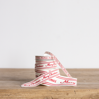 Red Cursive Writing Merry Christmas Ribbon
