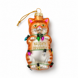Naughty Obviously - Funny Cat Glass Ornament