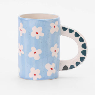 Ceramic Coffee Mug Handmade-Coffee Cups-Tea Drinking Cups -blue floral