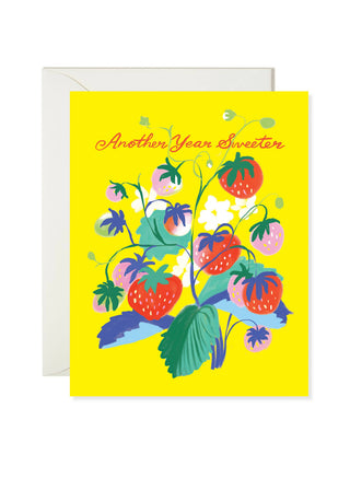 Whimsical Strawberry Birthday Card