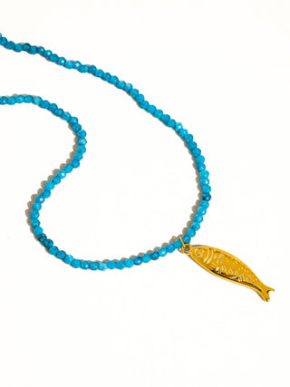 18K Gold Non-Tarnish Fish Beaded Necklace