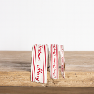 Red Cursive Writing Merry Christmas Ribbon