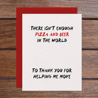 Pizza And Beer Moving Thank You Card