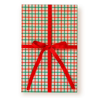 Red/Green Grid Wrapping Paper Sheet