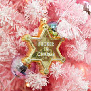 Fucker In Charge - Funny Glass Ornament