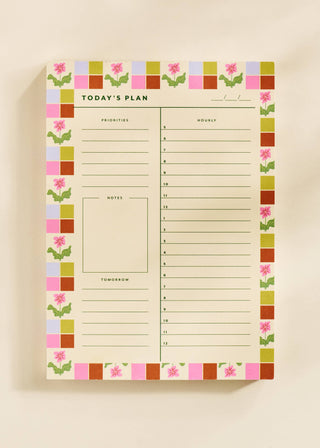 Checkered Flower Daily Planner Notepad