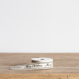 Olive Green Cursive Writing Merry Christmas Ribbon