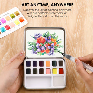 Watercolor Set with Brush - Floral Colors