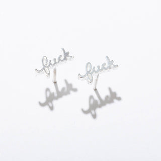 Fuck Stud Earrings in Sterling Silver