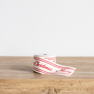 Red Cursive Writing Merry Christmas Ribbon