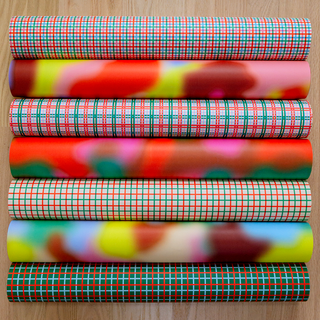 Red/Green Grid Wrapping Paper Sheet