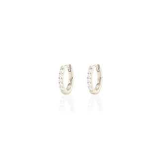 Silver Crystal Huggie Hoop Earrings