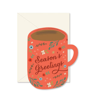 Season's Greetings Coffee Mug die-cut Greeting Card