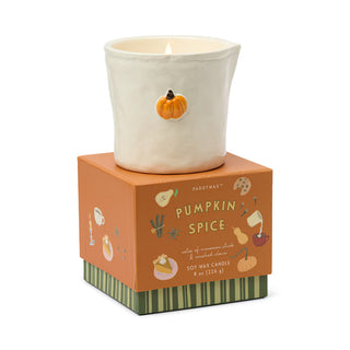 White Ceramic Candle With Pumpkin