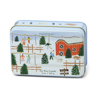 Holiday Tin Candle with Tree Farm Scene