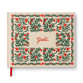 Christmastide Pomegranate Embroidered Fabric Guest Book