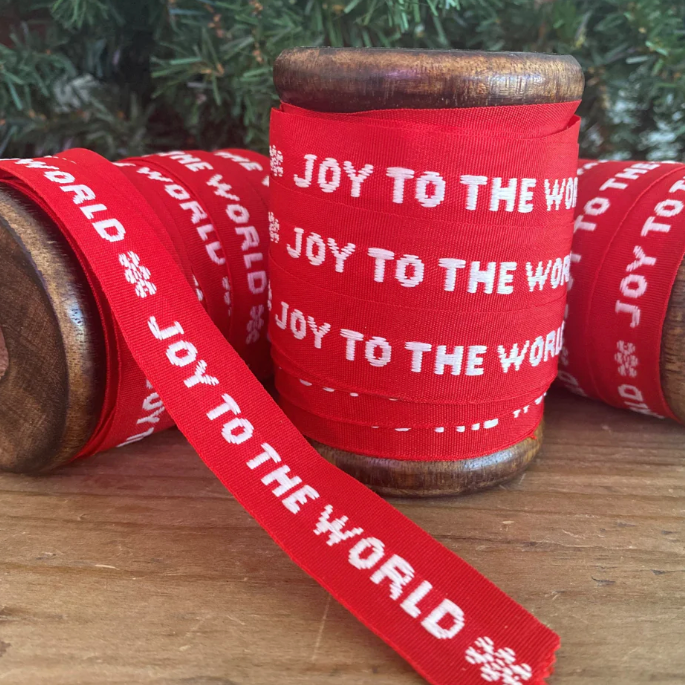 10 Yard Ribbon on Wood Spool "Joy To The World"