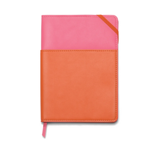 Vegan Leather Pocket Journal- Pink + Chili