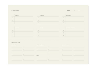 Weekly Menu Planner Notepad