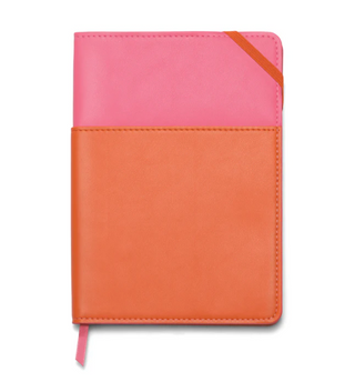 Vegan Leather Pocket Journal - Pink + Chili