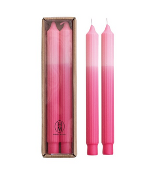 2 Tone Pleated Taper Candles - Pink