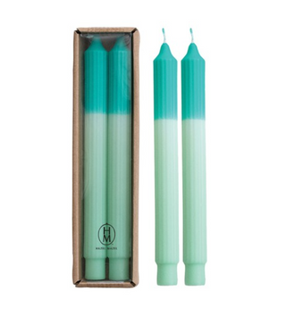 2 Tone Pleated Taper Candles - Mint