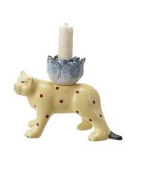 Yellow Tiger Candlestick Holder